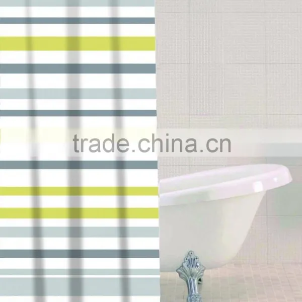 Shower Curtain Gray Stripe Printed, Hot Sale Classic Bathroom Waterproof Curtain photo-2