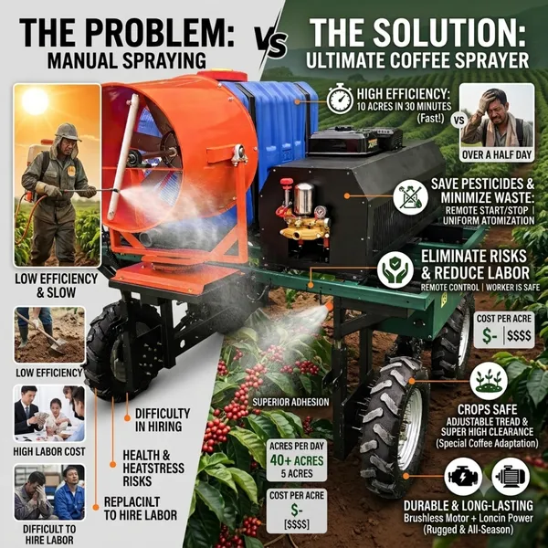 Self Propelled Electric Agricultural Sprayer with Remote Control and Fog Cannon System for Large Farms