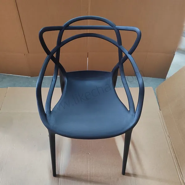 Stackable Plastic Chairs Hollow Cut‑out Armrest Integrated PP Molding for Patio Cafe Outdoor Dining photo-3