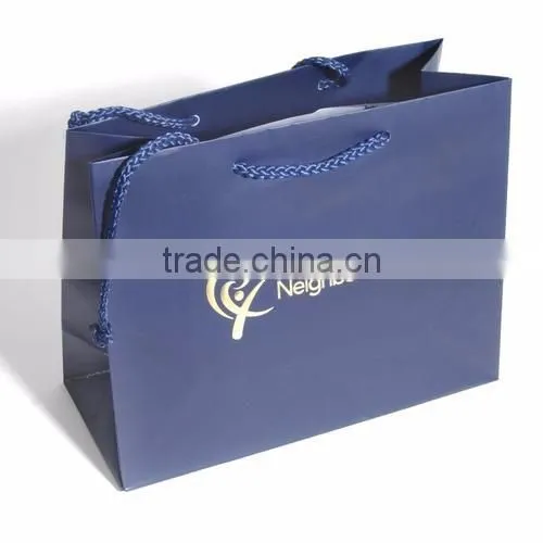 Fashion Paper Bag With Matte Navy Blue Cover