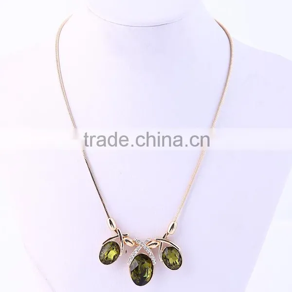 2016 Fashion Long Chain Crystal Pendant Necklace Simple Design Women Jewelry photo-3