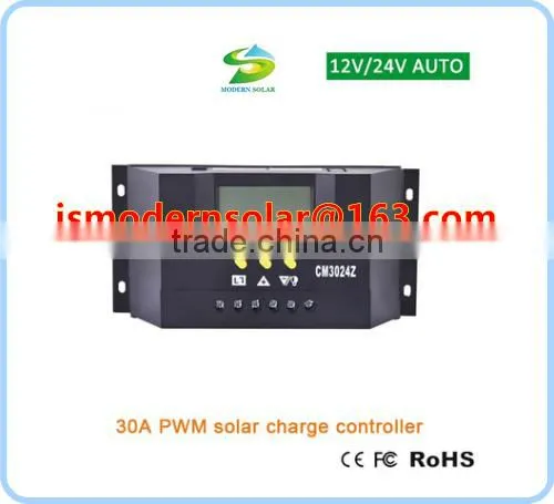PWM portable 12v 24v auto voltage 30a solar controller