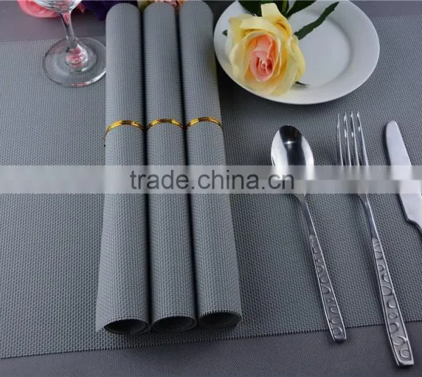 PVC Plastic Table Mat Dinner Placemat Light Grey Placemat Pure Color 45*30cm photo-4