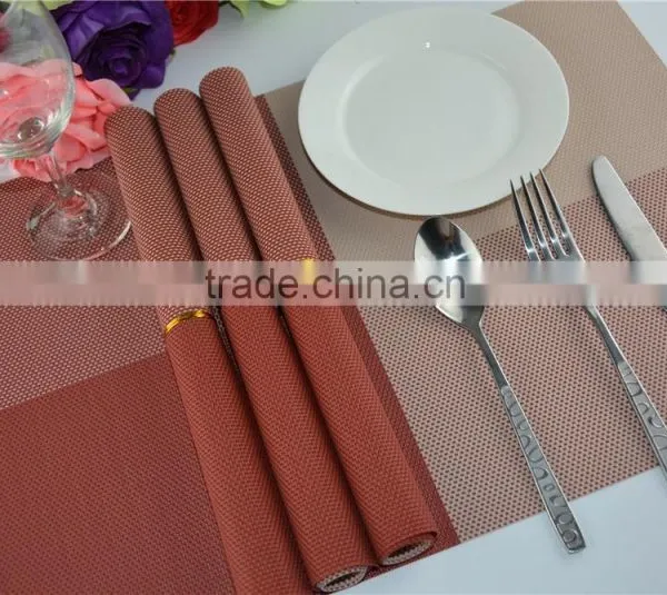 2015 New Arrival Light Color Red With Leige Placemat Fashion Adiabatic PVC Strip Weave Table Mat photo-5