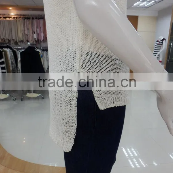 2016 Summer New Stylish Ladies Sweater With the Slit at Sideseam and Hole at Back Panel photo-6