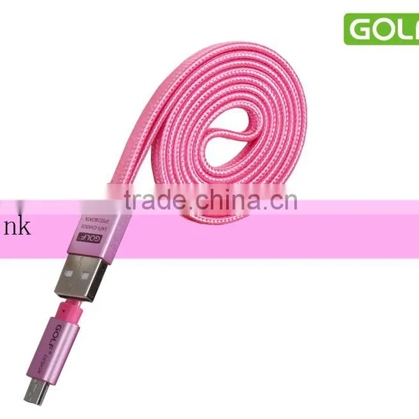 GOLF Micro Metal Flat Cable 2.1A Weave Noodle Fast Charge and Data Cable for Android Mobile Phone photo-4
