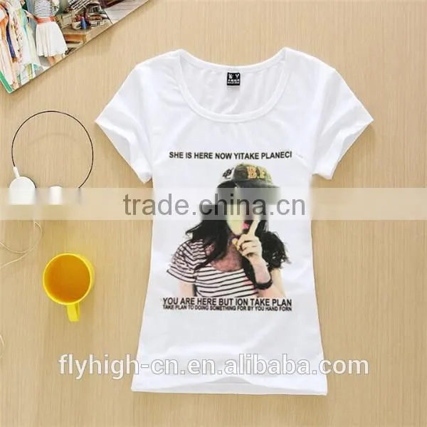Factory Cheap Plain White T-shirts Girls t Shirts photo-5