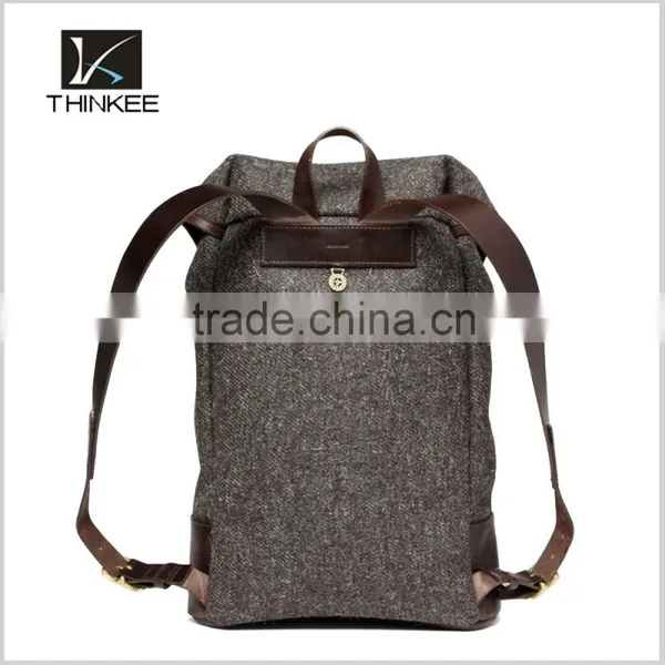 Backpack Canvas Rucksack Fashion Design Leather Strap Outdoor Mens Backpack photo-3