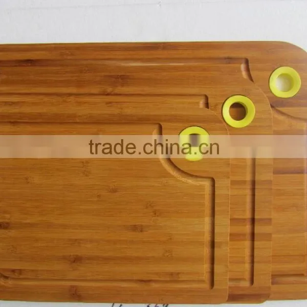 Three Size Bamboo Cutting Board With Silicon Handle photo-2