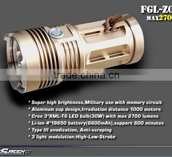 30w 2700lm High Bright XML T6 3 Led Portable Flashlight photo-3