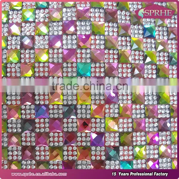 3mm Metal Aluminum Base Diamante Mesh Roll Hotfix Rhinestone Sheet Wholesale photo-4