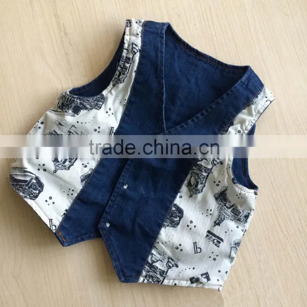 OEM Service Children Denim Waistcoat Blue Hot Sale Kids Soft Waistcoat photo-4