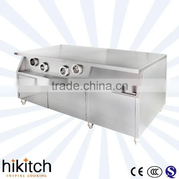 kichen equipment stainless steel Centre Island work table with cup dispensers