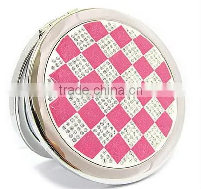 2015 Fashion Design Crystal Lattice Metal Pocket Mirror Flexible Pocket Mirror photo-2
