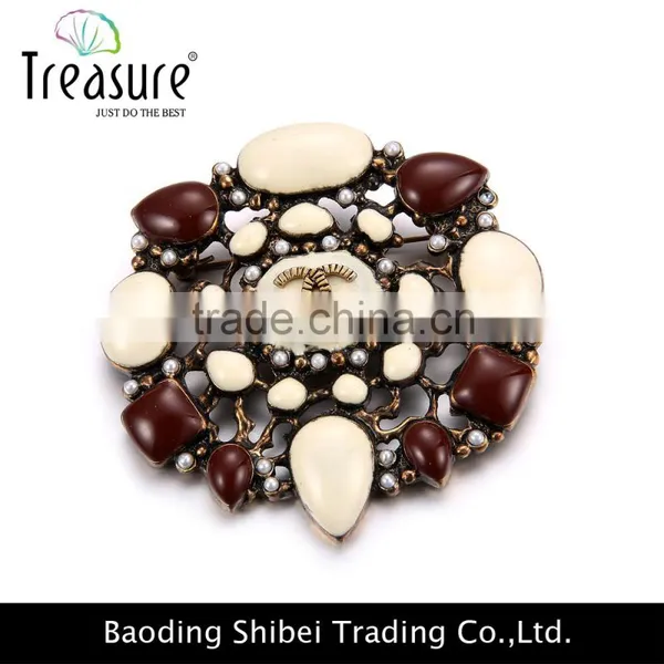 2015 Latest New Design Coffee Color Flower Oil Drop Brooch High Quality Hot Selling Brooch Wholesale photo-2