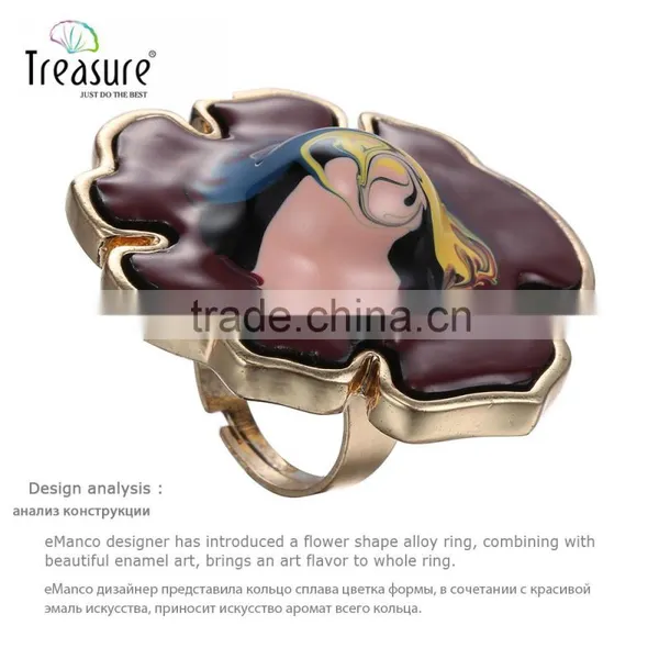 Wholesale Jewelry Mix Color Oil Painting Adjustable Fashion Ring Jewelry photo-5