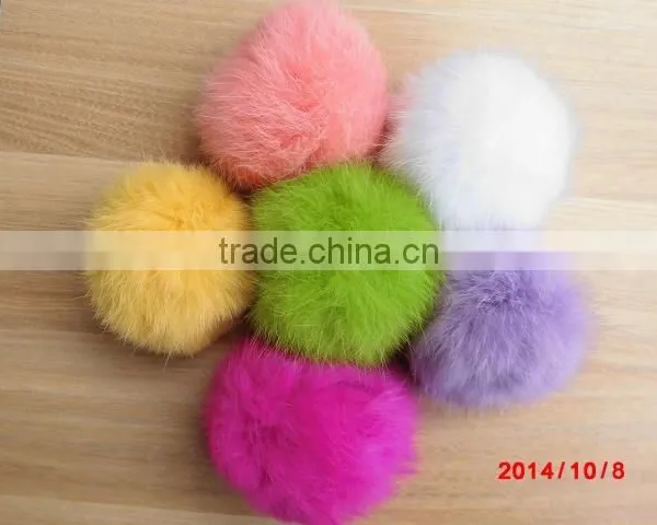 Natural Rex Rabit Fur Pompoms Wholesale Fur Pom Poms / 8cm Fur Ball Keychain Quality Choice photo-5