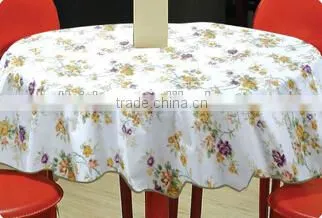Round Flower Printed Vinyl Table Cloth With Flannel Backing,water Proof Tablecloth photo-3