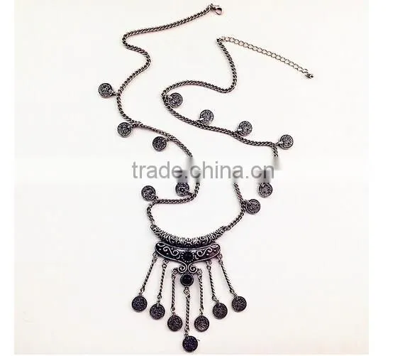 Wholesale Boho Antique African Statement Coin Long Tassel Pendants Luxury Necklace photo-5