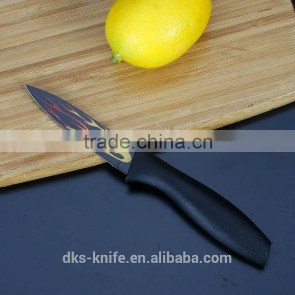 KP1402-P 3.5 Inch New Designed Paring Color Non-stick Coating Kitchen Stainless Steel Knife