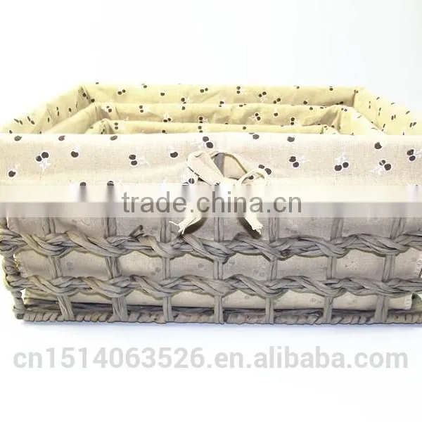 2015 New Arrival Set of 3 Paper Rope Weaved Storage Baskets With Lining-cheap Wicker Baskets