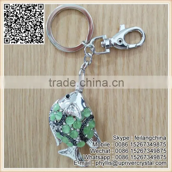 New Arrival Costumized Metal Fashion Colorful Crystal Fish Keychain photo-2