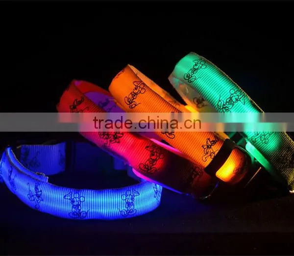 Adjustable Lovely Pet Dog Flashing Safety Nylon Night Glow Collar LED Lights photo-2