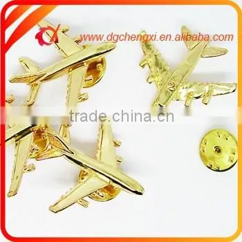 3D Gold Airplane Bage Pins