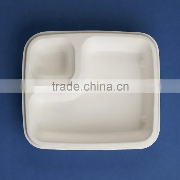 BX-76-2 Two Parts Rectangle Disposable Airline Food Bagasse Box photo-3