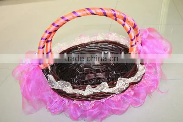 Oval Basket Lace Basket Willow Basket With Handle photo-4
