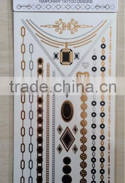 NEW Gold Silver Flash Tattoo With Stock Glitter Metallic Temporary Tattoo, 2014 New and High Quality Tattoo