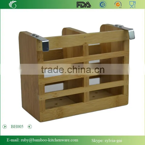 BH005/Hanger Bamboo Flatware Dish Rack Holder Accessory With Metal Utensil Clips photo-3
