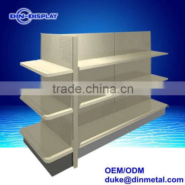 Supermarket Gondola Double Sided Slatwall Metal Shelving photo-3