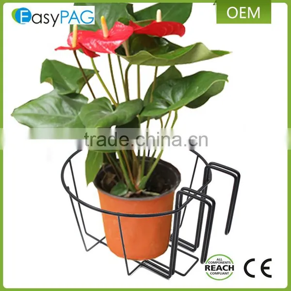Made in China Balck Iron Metal Wire Garden Hanging Flower Pot Rack