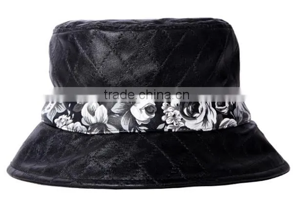 2014 Qulited Leather Embroidery Bucket Boonie Custom Hat Wholesale photo-3