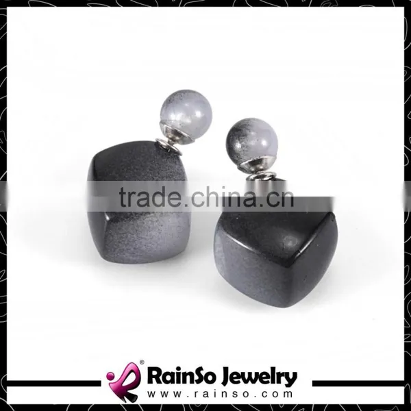 Square Gradient Double Sided Earrings With Balls