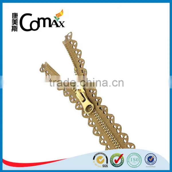 One Close Euro Style Shiny Gold Metal Zip for Bag photo-5