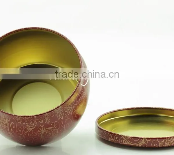 Red Vivid Flower Round Tin Plate Tea Canister for Matcha photo-5