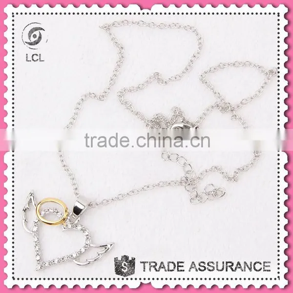 Heart Crystal Pendant Fashion Necklace, Imitate Silver Chain Necklace Jewelry photo-4