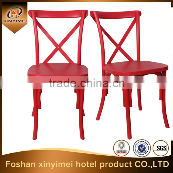 Colourful Cross Back Plastic Resin Dining Chair,metal Cross Back Chair Wedding photo-3