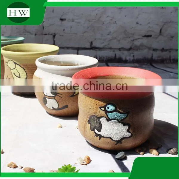 Wholesale Cheap Mini Round Cup Shape Cartoon Handwork Decoration Cement Garden Flower Pot photo-4