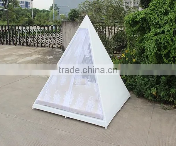Home Rattan Furniture Pyramid Shape Bedroom White Mesh Bed photo-2