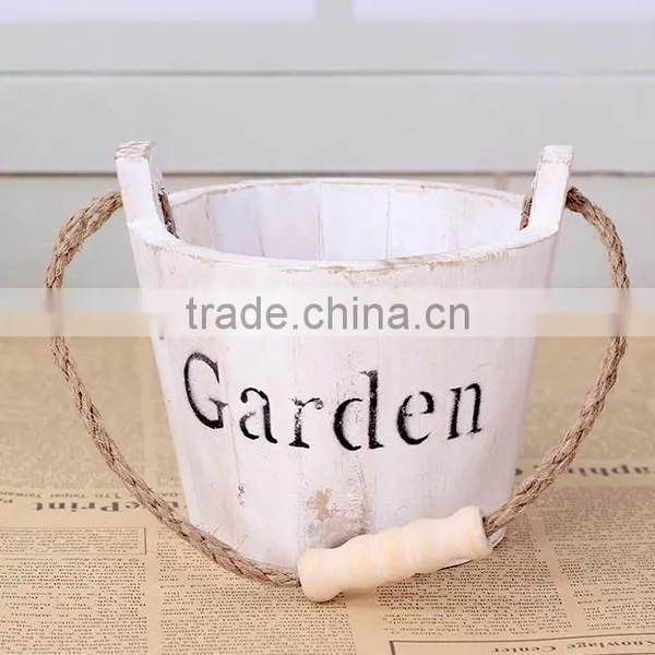 Antique Wooden Wall Hanging Round Flower Pots photo-4