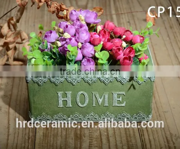 Square Decal Cement Finished Decoration Flowerpots photo-5