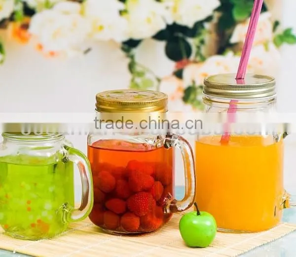 Glass Mason Jar Mason Mug With Handle and Silver Lid photo-3