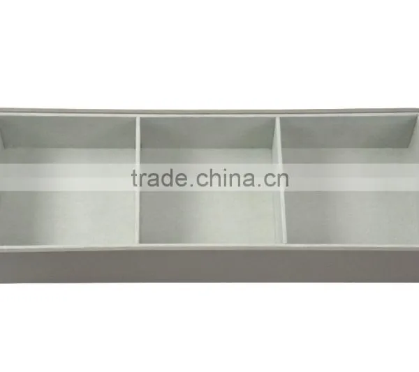 Classical 3 Compartment Faux Leather Jewelry Box With Flocking Inside photo-2