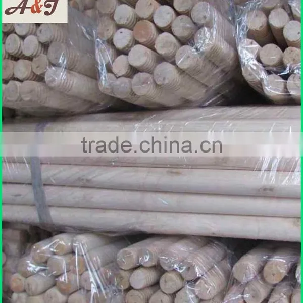 Two-times Polished Solid Wooden Broom Handle Domed