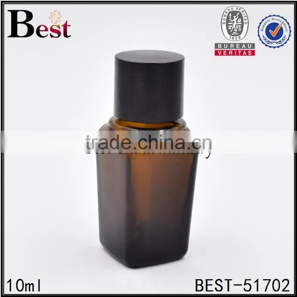 10ml Square Amber Glass Empty Fragrance Oil Bottle With Gold Aluminum Cap photo-5