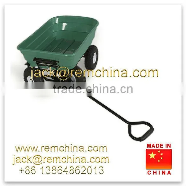 Heavy Duty Outdoor Green Garden Cart Truck Dumper 4 Wheel Plastic Tray photo-3