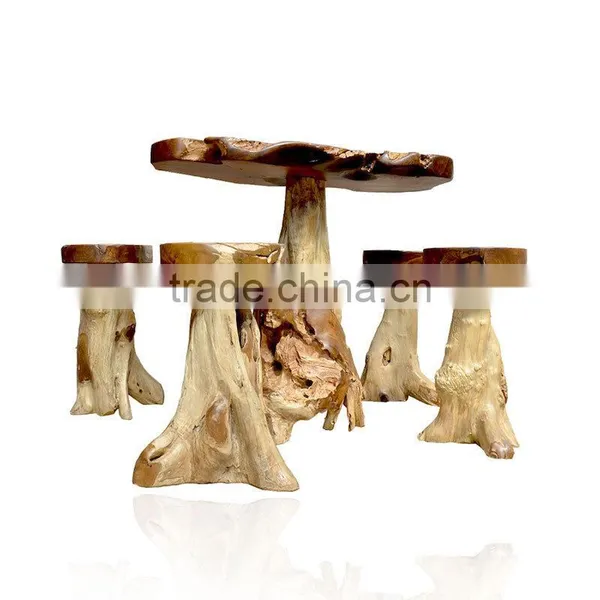 Set Of Roots Bar Chair Teak photo-2